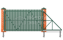 Откатные ворота из штакетника 2200×3000 ВЭ-5496